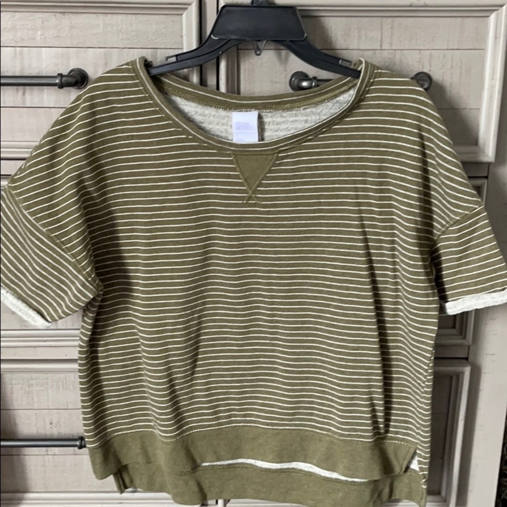 green and white striped shirt